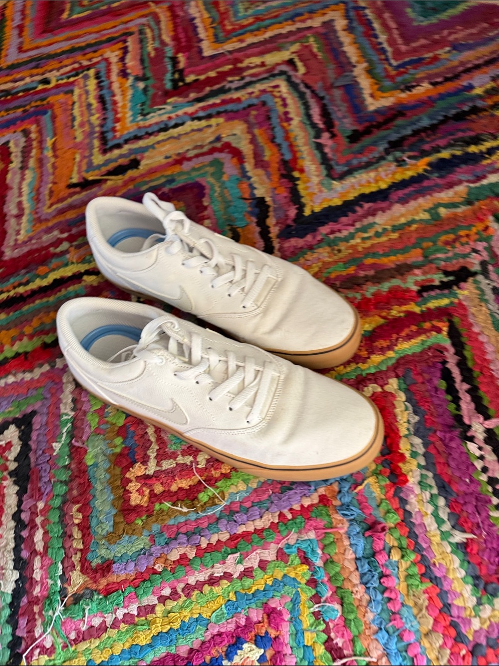 Nike White Low-Top Sneakers with Gum Sole. Worn once.